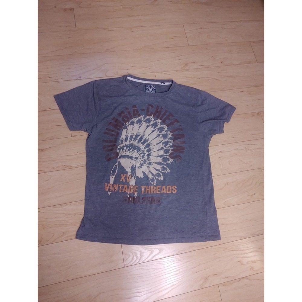SoulStar‎ Native American Indian Head Dress - Head T-Shirt, Size Large Grey